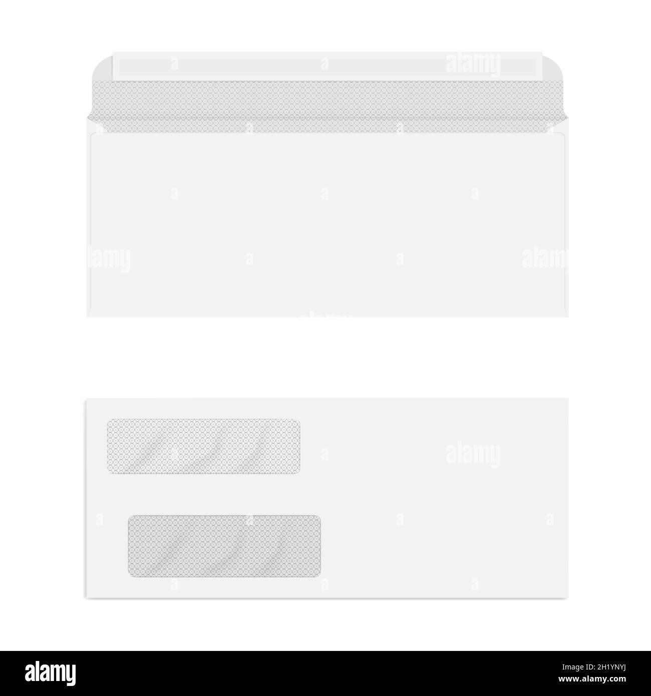 Two window envelope with security pattern. Vector mock-up Stock Vector