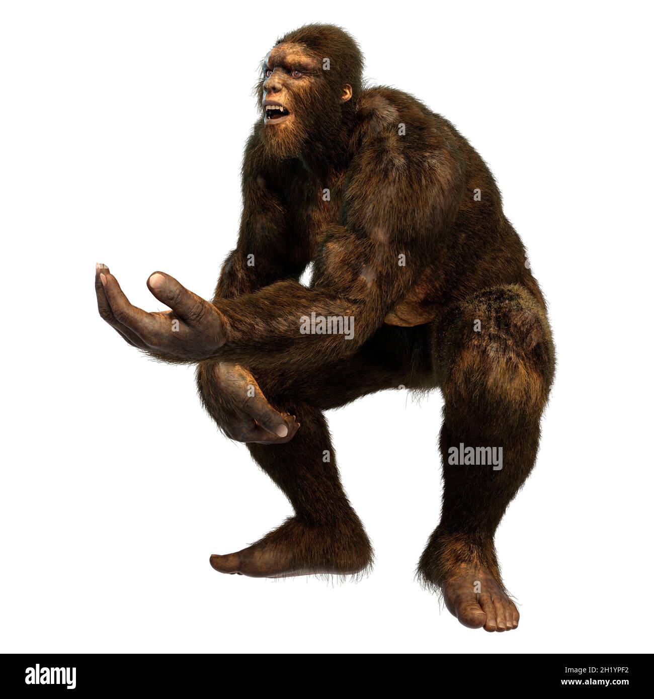 3D rendering of a Sasquatch or Bigfoot isolated on white background ...