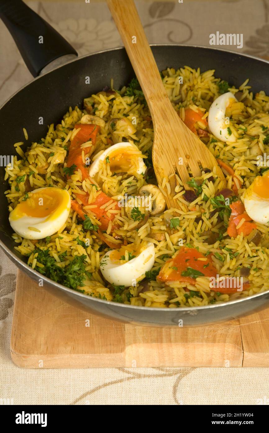 Smoked salmon kedgeree Stock Photo Alamy