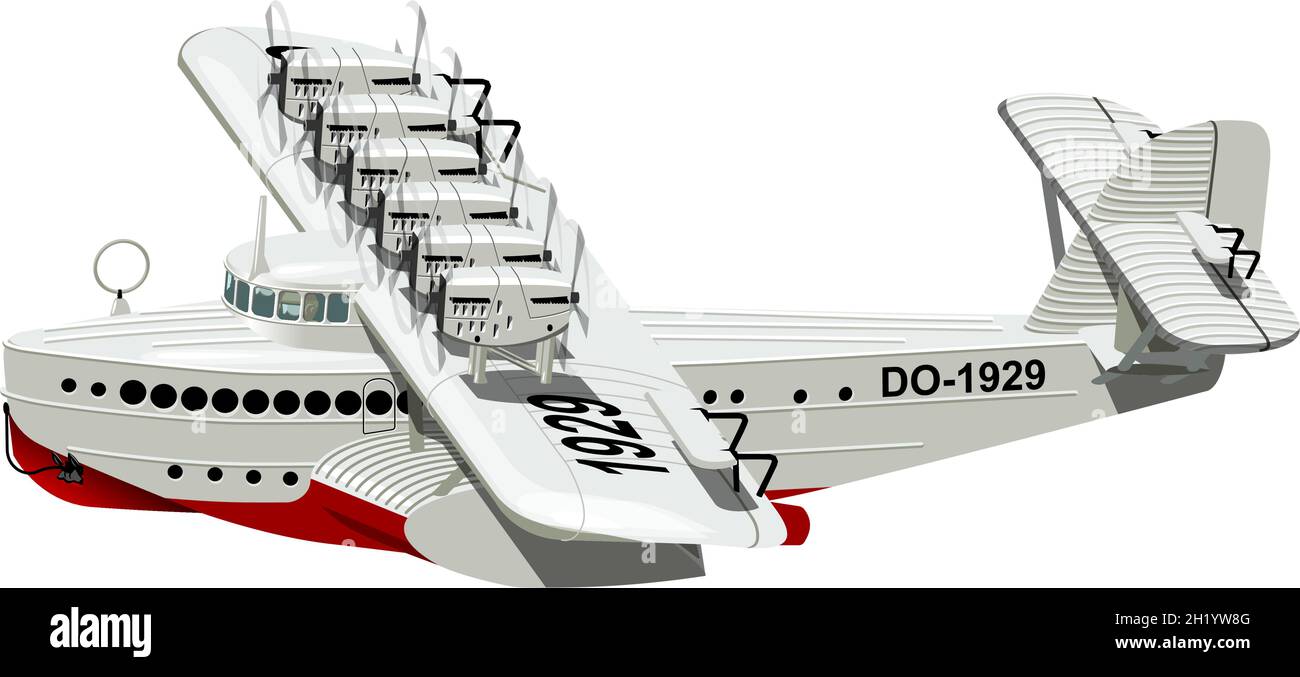 Vector Cartoon Retro Sea Plane. Available EPS-10 vector format separated by groups and layers for easy edit Stock Vector