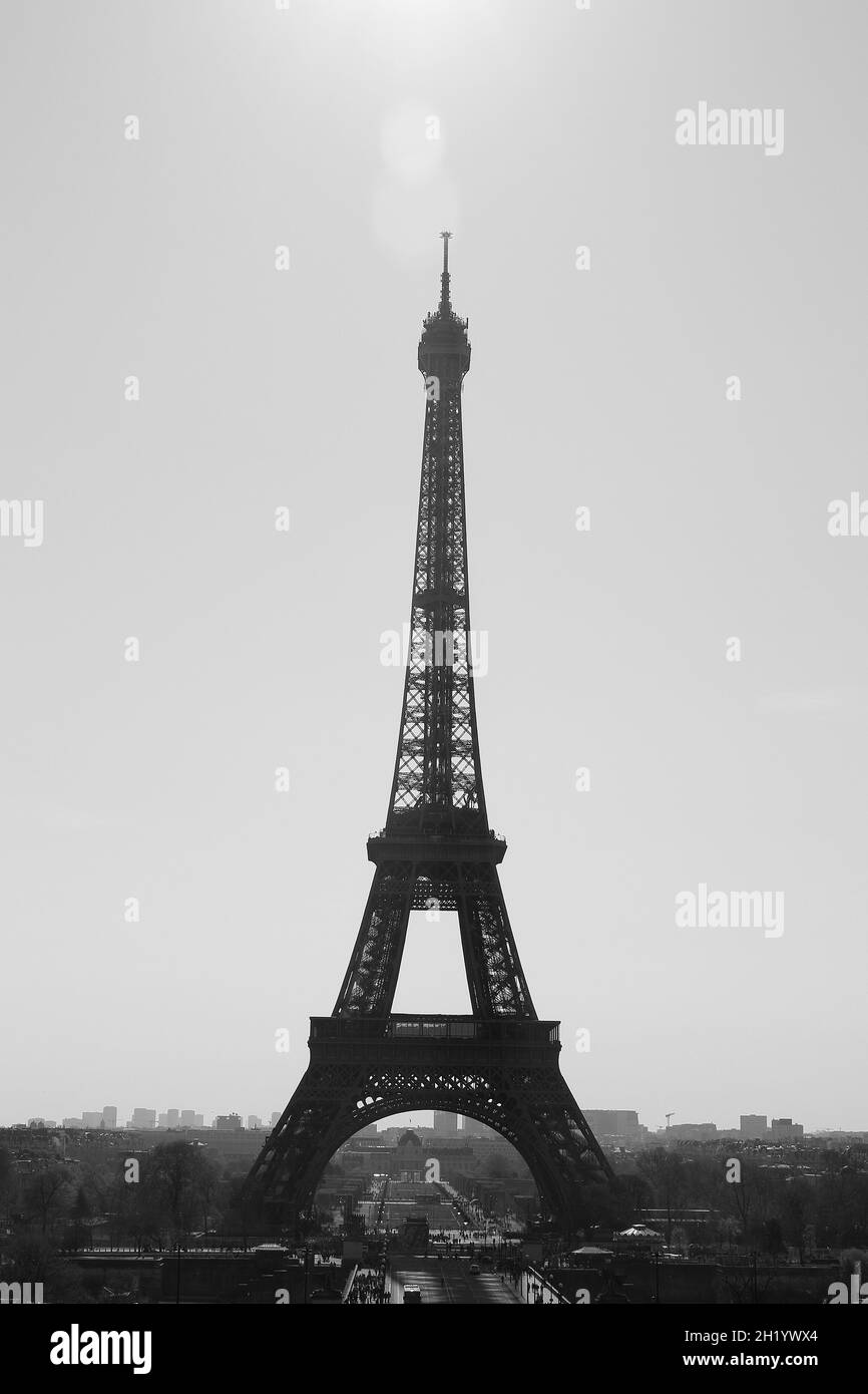 Black and white Eifel Tower. Stock Photo