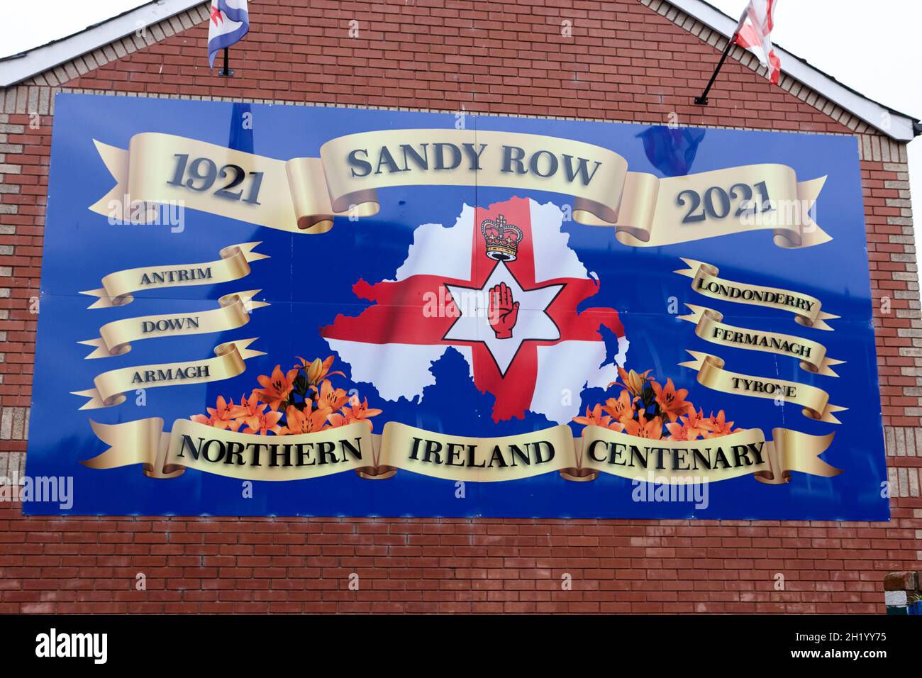 northern ireland centenary mural sandy row belfast northern ireland Stock Photo