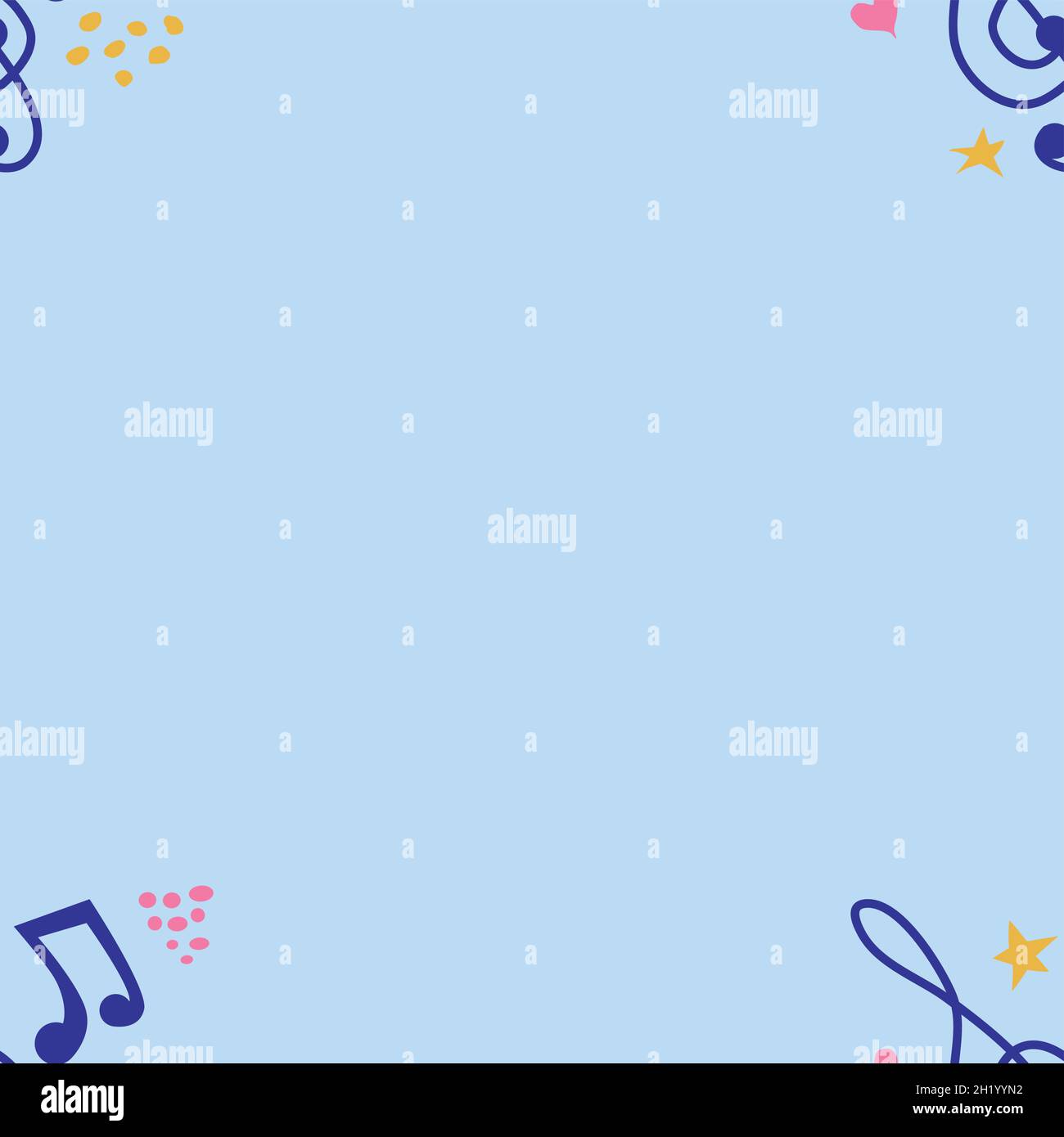 Cartoon hand drawn musical seamless pattern. Abstract music notes seamless pattern background Stock Vector