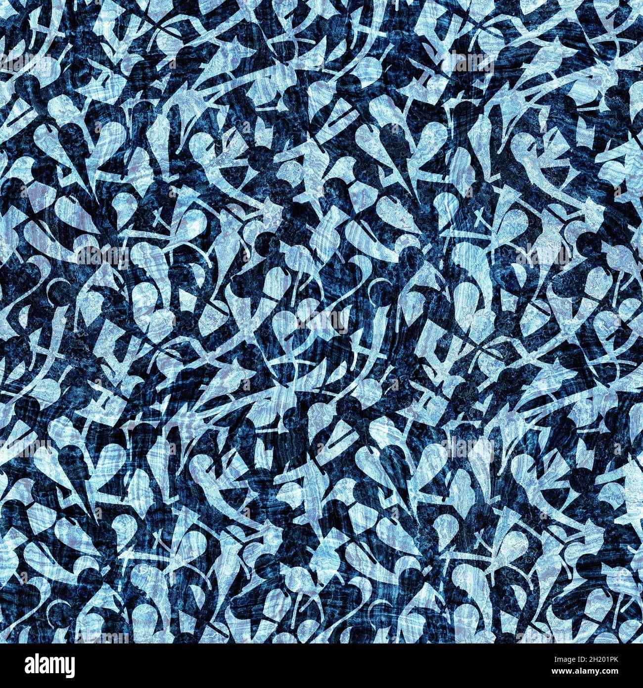 Seamless indigo block print texture on navy blue woven effect ...