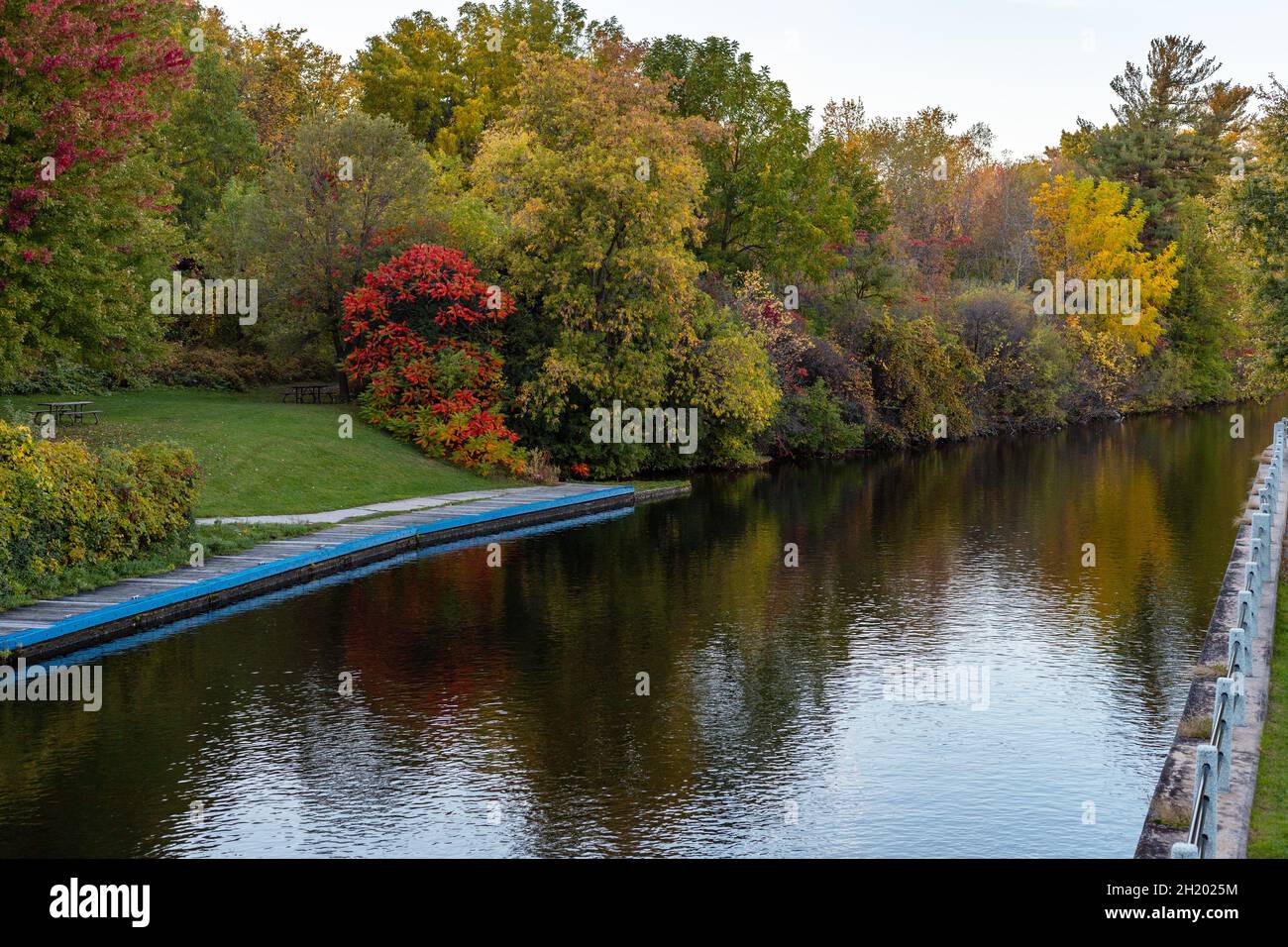 Rideau Canal, Hog's Back locks in Ottawa. Fall seasonand colorful trees ...