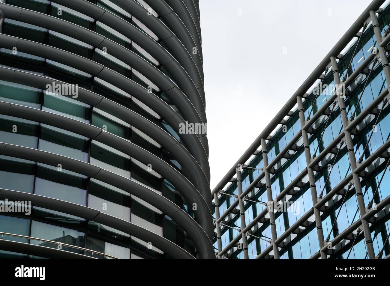 Parts of the Walbrook building (left) and Cannon Street mainline and underground stations in City of London, England. Stock Photo