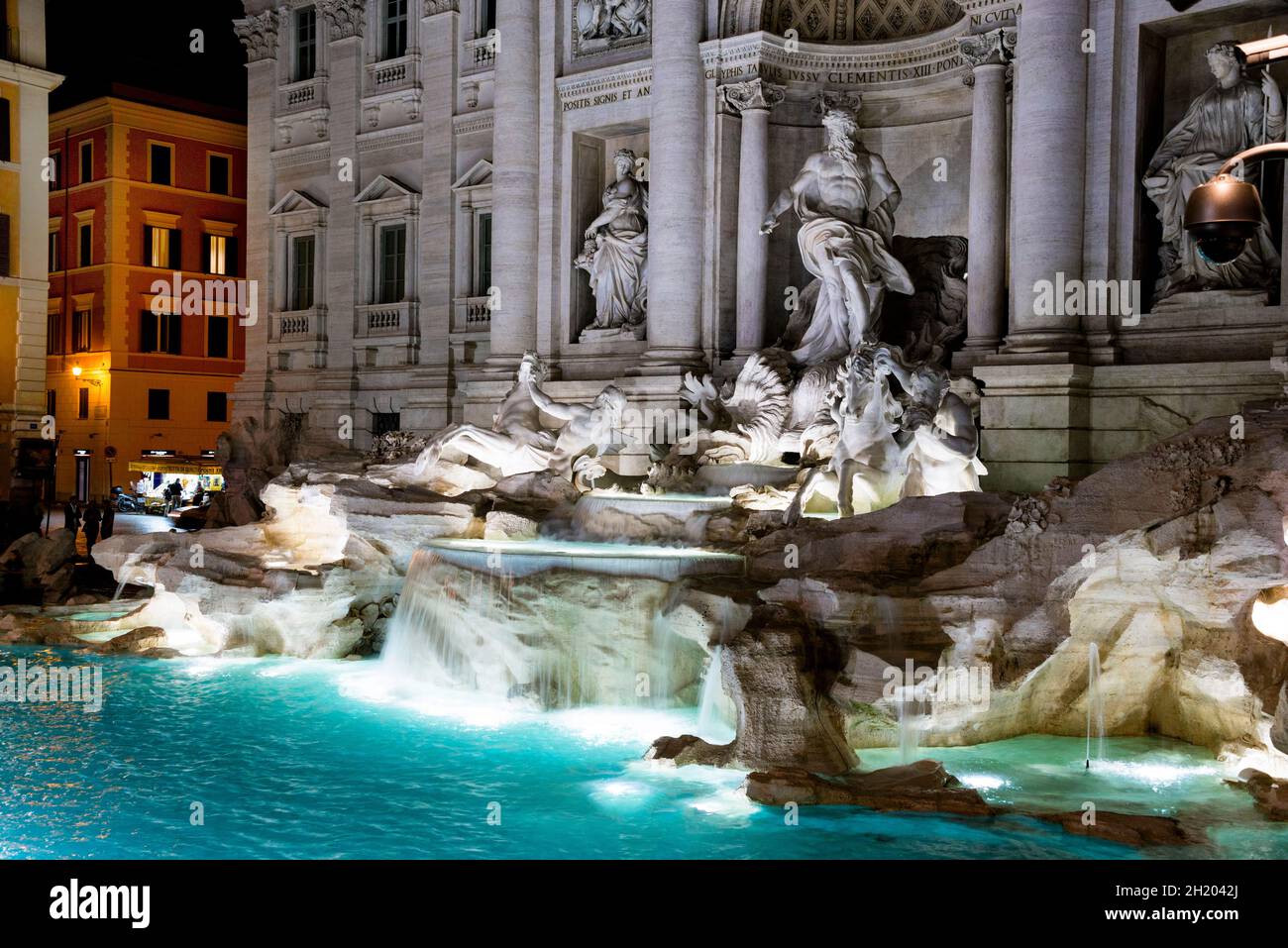 Oceanus on his shell chariot at the Trevi Fountain in Rome, Italy. Stock Photo