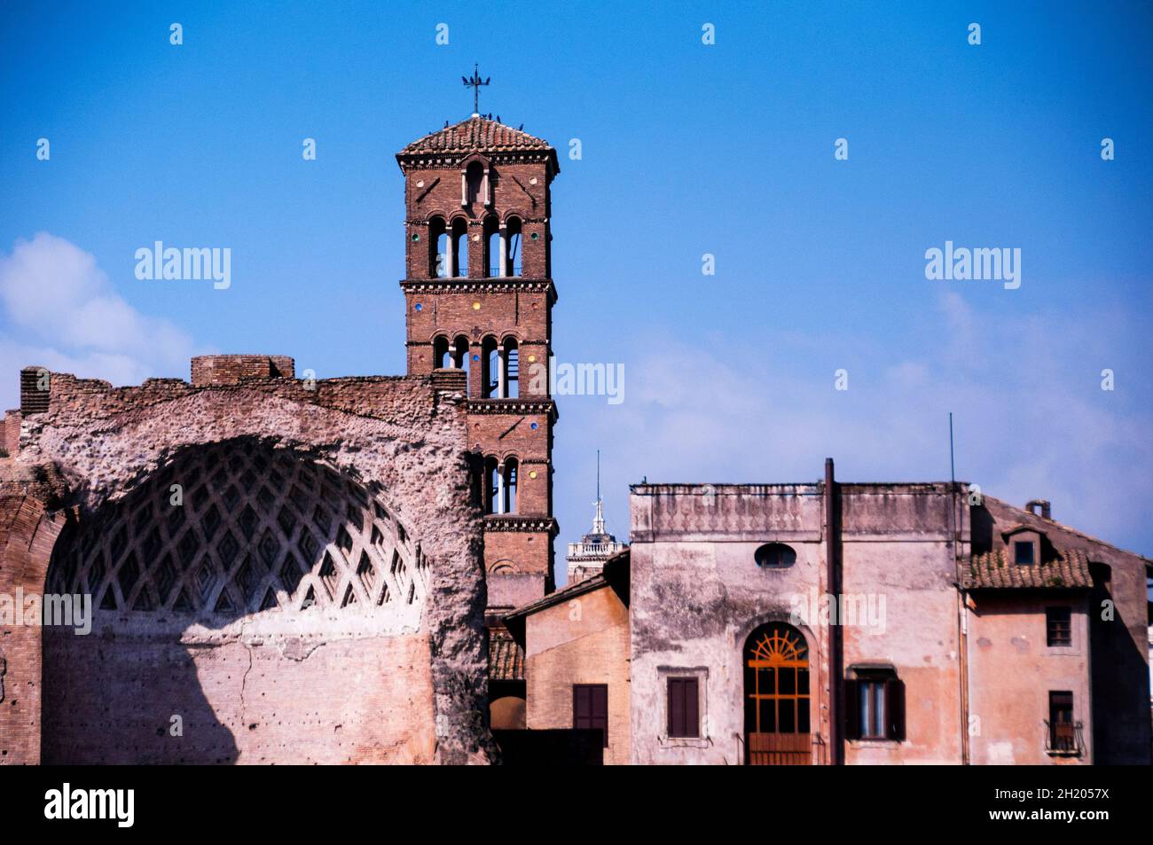 Temple of Venus and Roma with elaborate apex is thought to have been the largest temple in Ancient Rome, Italy. Stock Photo