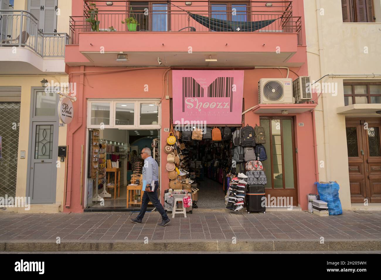 Einkaufsstraße Arkadiou, Rethymno, Kreta, Griechenland Stock Photo