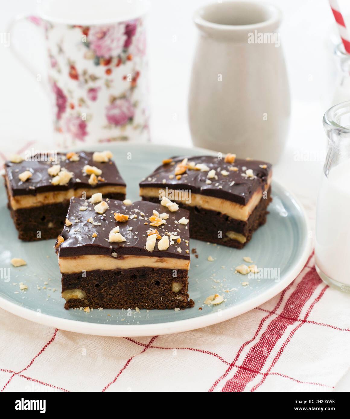 Cappuccino brownies with chopped nuts Stock Photo - Alamy