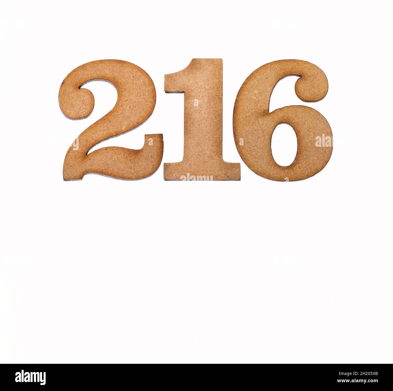 Number 216 in wood, isolated on white background Stock Photo - Alamy