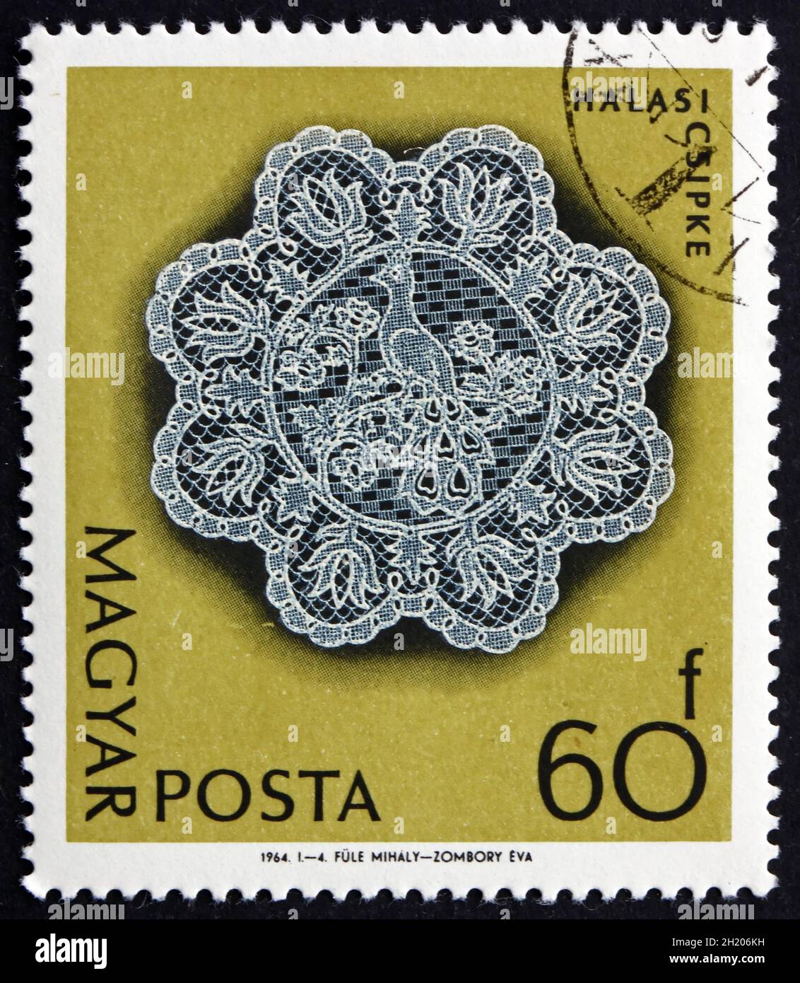 HUNGARY - CIRCA 1964: a stamp printed in Hungary shows Halas Lace, handwork, circa 1964 Stock Photo