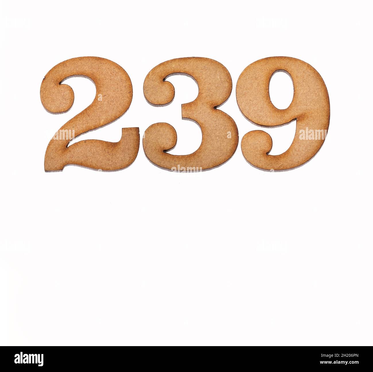 Number 239 - Piece of wood isolated on white background Stock Photo - Alamy