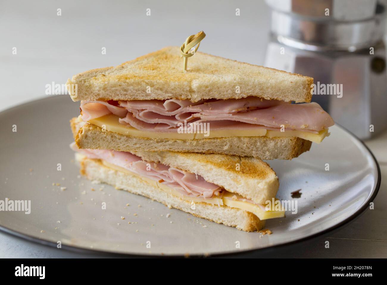 Toasted ham and cheese sandwich, halved Stock Photo Alamy