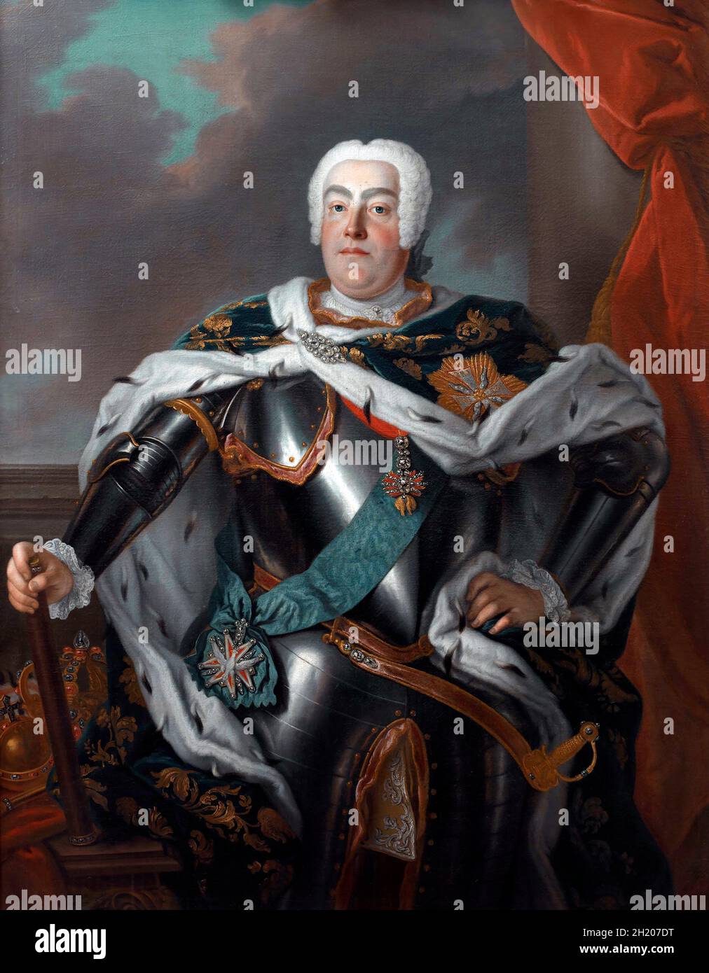 Portrait of Augustus III (1696-1763), King of Poland and Grand Duke of Lithuania by Louis de Silvestre, oil on canvas, c. 1733 Stock Photo