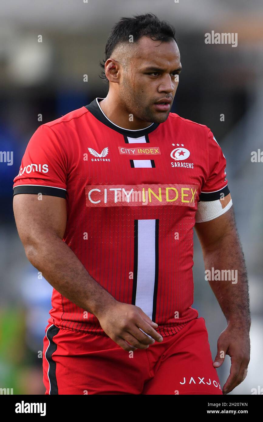 The Recreation Ground, Bath, England, UK. 17th October, 2021. Saracens' Billy Vunipola during the Gallagher English Premiership match between Bath Rugby and Saracens: Credit: Ashley Western/Alamy Live News Stock Photo