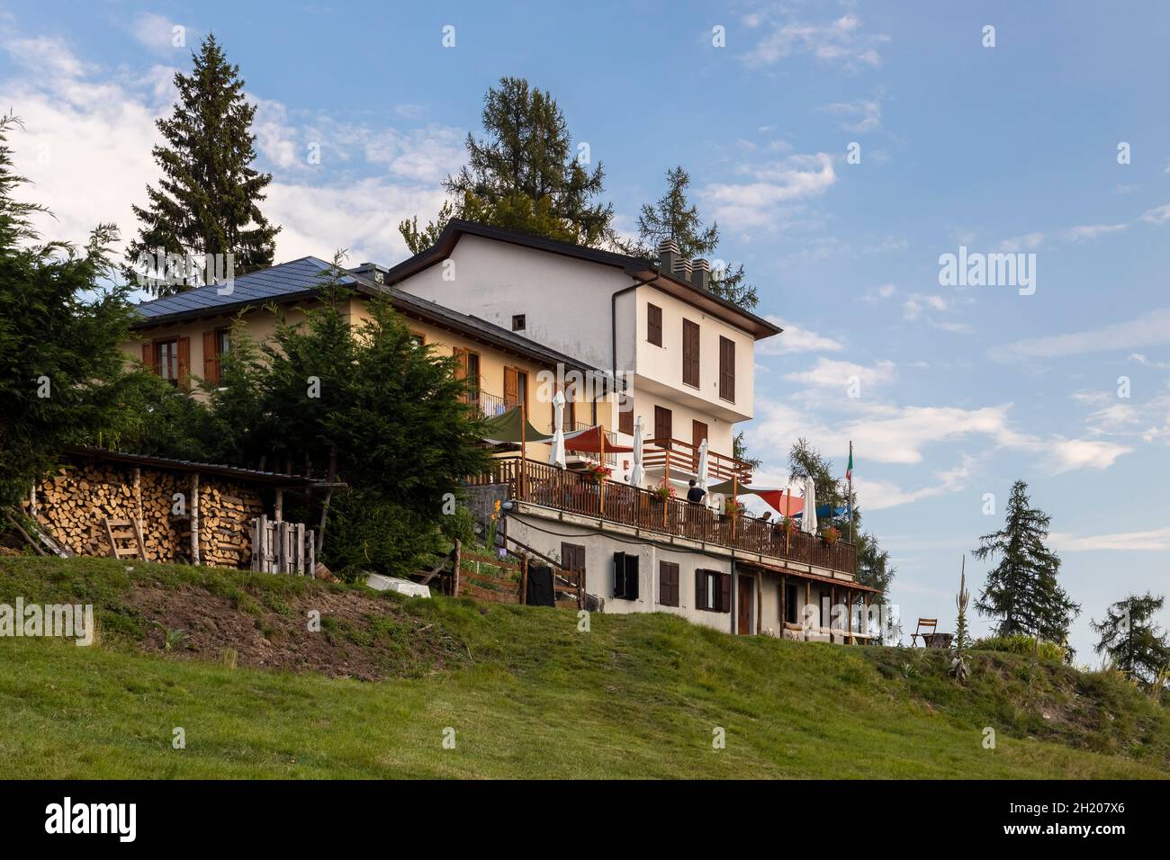 View of an the Rifugio Campiglio at Monte Lema, Dumenza, Varese district, Lombardy, Italy. Stock Photo