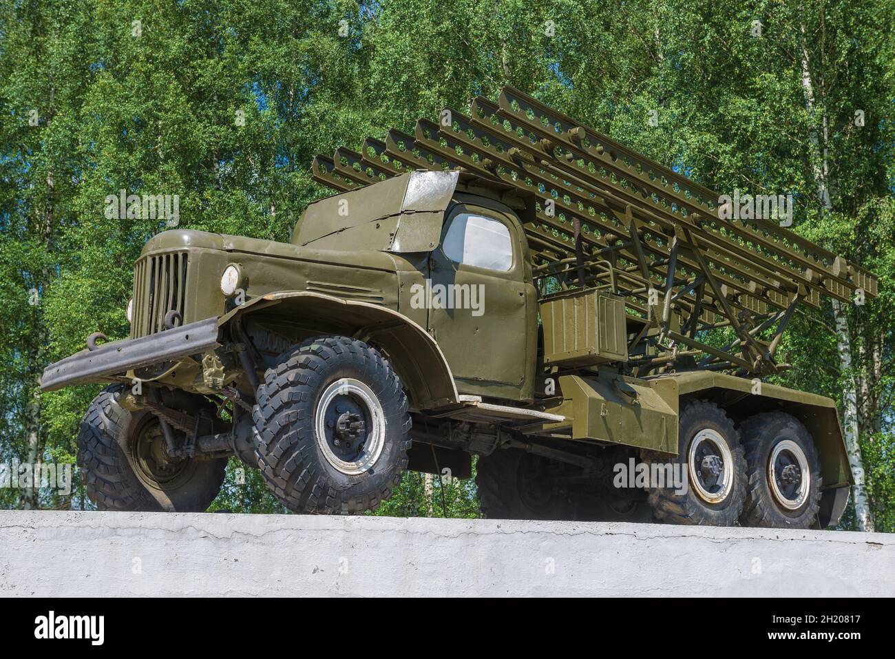 VELIZH, RUSSIA - JULY 04, 2021: BM-13NM 'Katyusha' multiple launch rocket launcher close-up on a sunny July day Stock Photo
