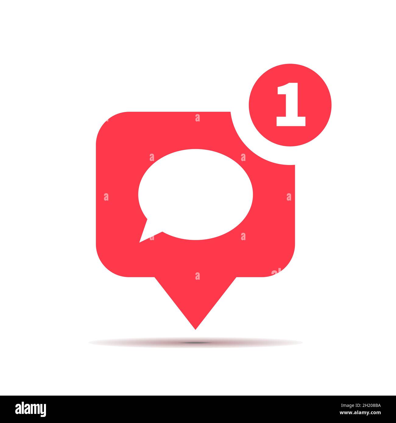 One new comment red icon, social media comment piktogram isolated on white Stock Vector