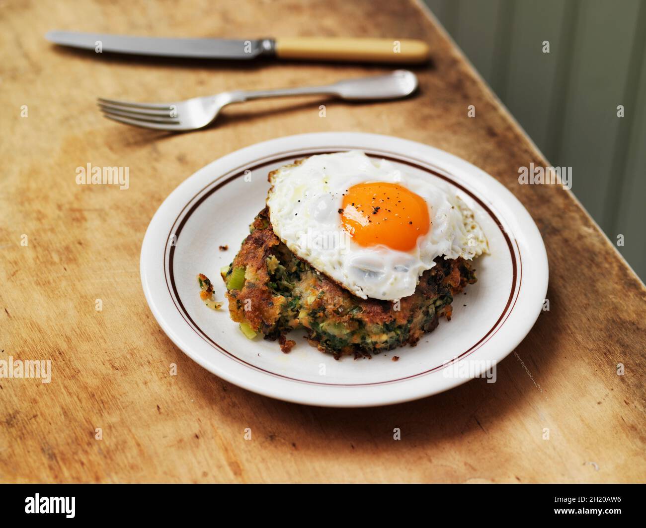 Fried Egg with Bubble And Squeak Stock Photo Alamy