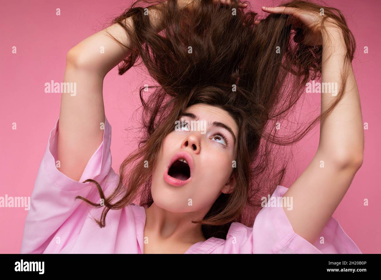 Astonished shocked happy curly hi-res stock photography and images - Alamy