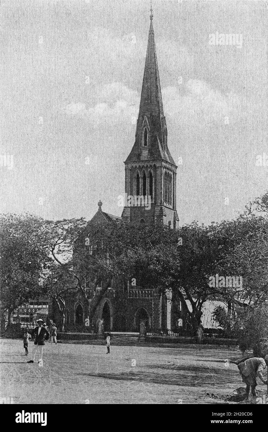 Vintage Photo Of 1858-st John's Memorial Church Known As Afghan Memorial Church Colaba Bombay Now Mumbai Maharashtra India Stock Photo