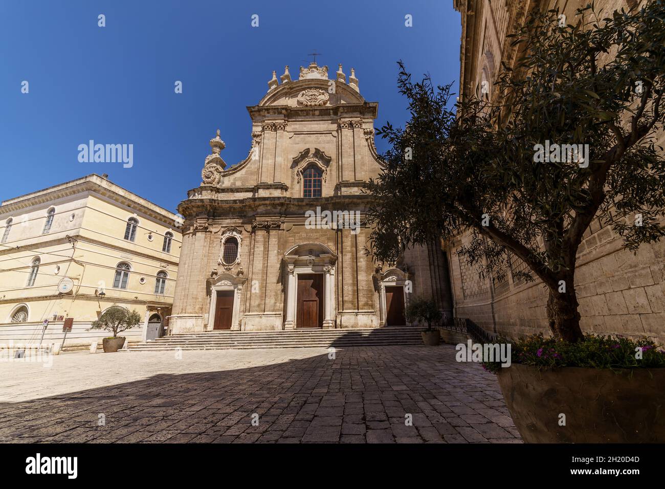 View of Cathedral of Maria Santissima della Madia in the ancient city of Monopoli, province of Bari, region of Apulia, southern Italy. Stock Photo