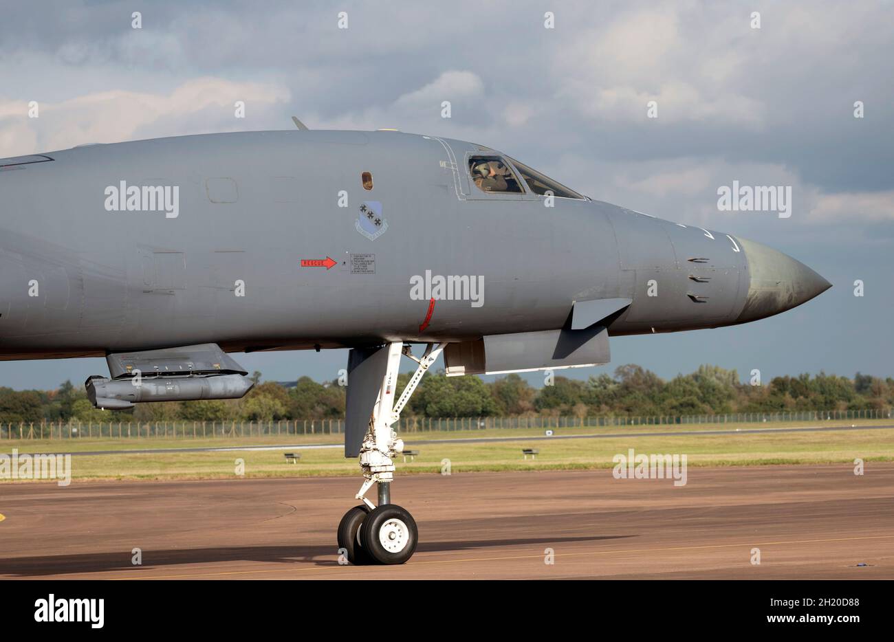 B1 Lancer Aircraft deployed from Dyess, AFB, to RAF Fairford as part of Bomber Task Force Europe. The aircraft are from the 9th Expeditionary Bomb Squ Stock Photo