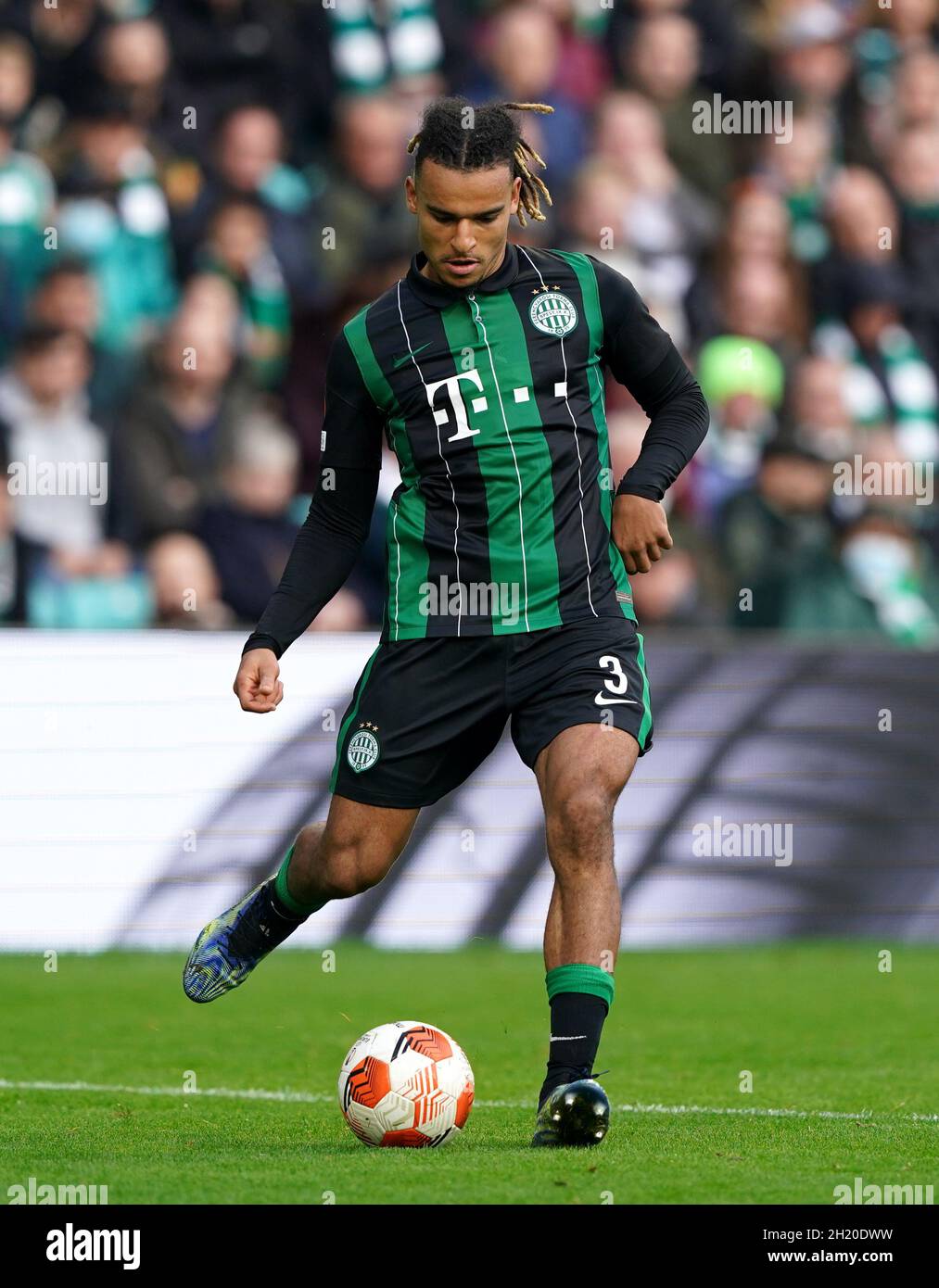 BUDAPEST, HUNGARY - JULY 13: Samy Mmaee of Ferencvarosi TC controls the  ball during the UEFA Champions League 2022/23 First Qualifying Round Second  Leg match between Ferencvarosi TC and FC Tobol at