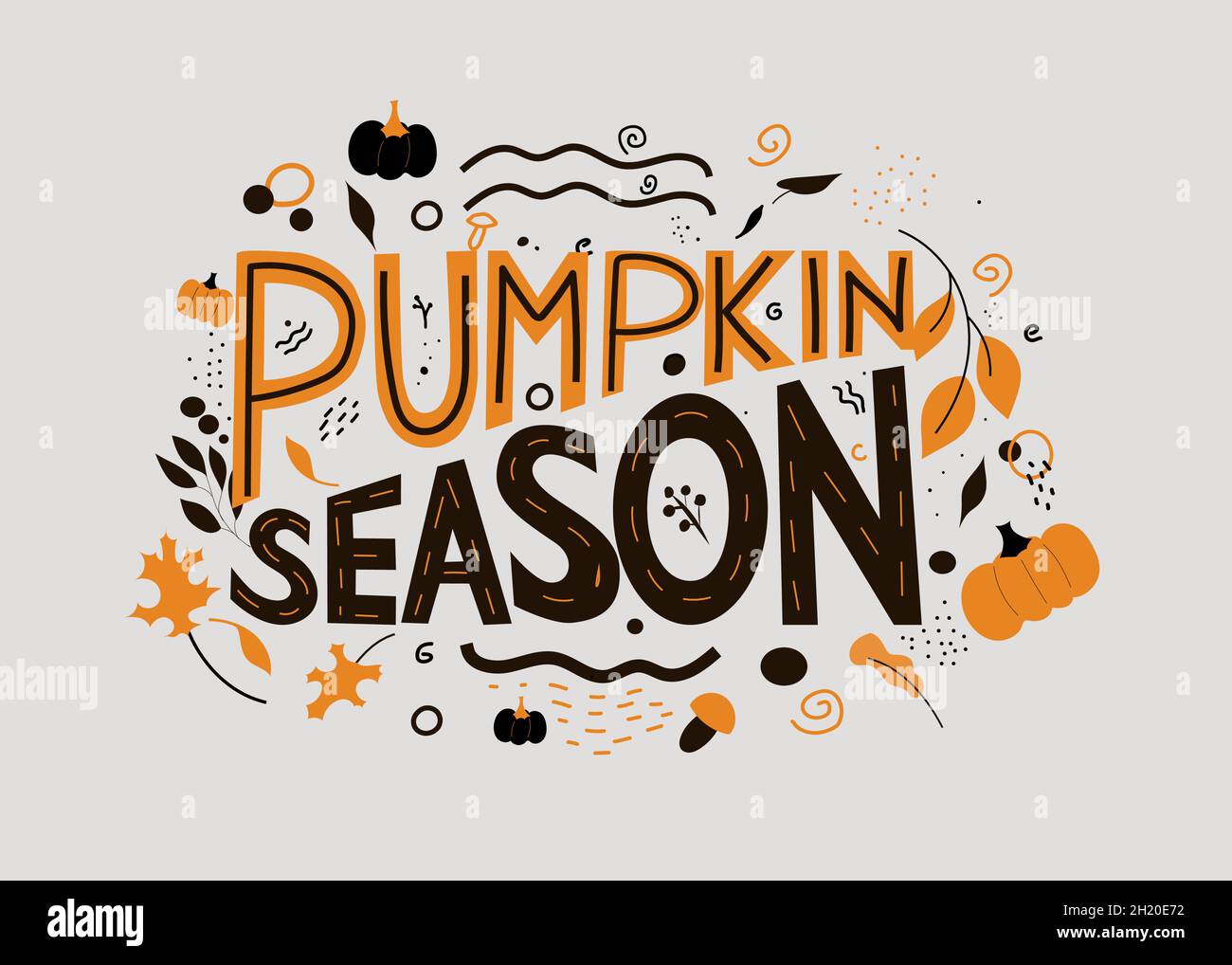 Pumpkin Season - Hand drawn vector lettering icon Stock Vector
