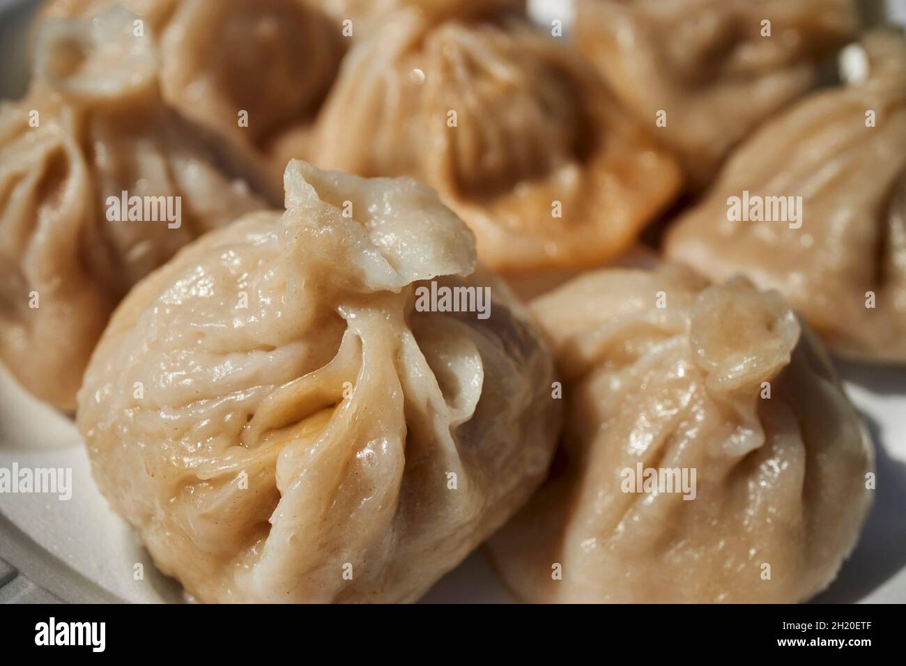 Momos, typical street food dumplings of Nepal and Tibet as sold in the