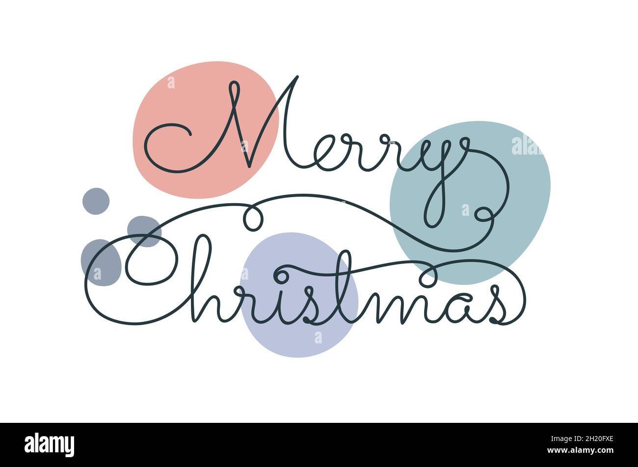 Merry Christmas in a hand drawn linear style Stock Vector Image & Art ...