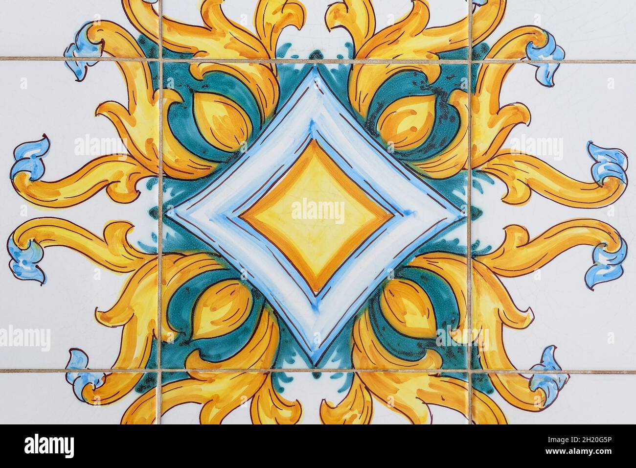 Traditional ornate italian decorative ceramic tiles from Vietri