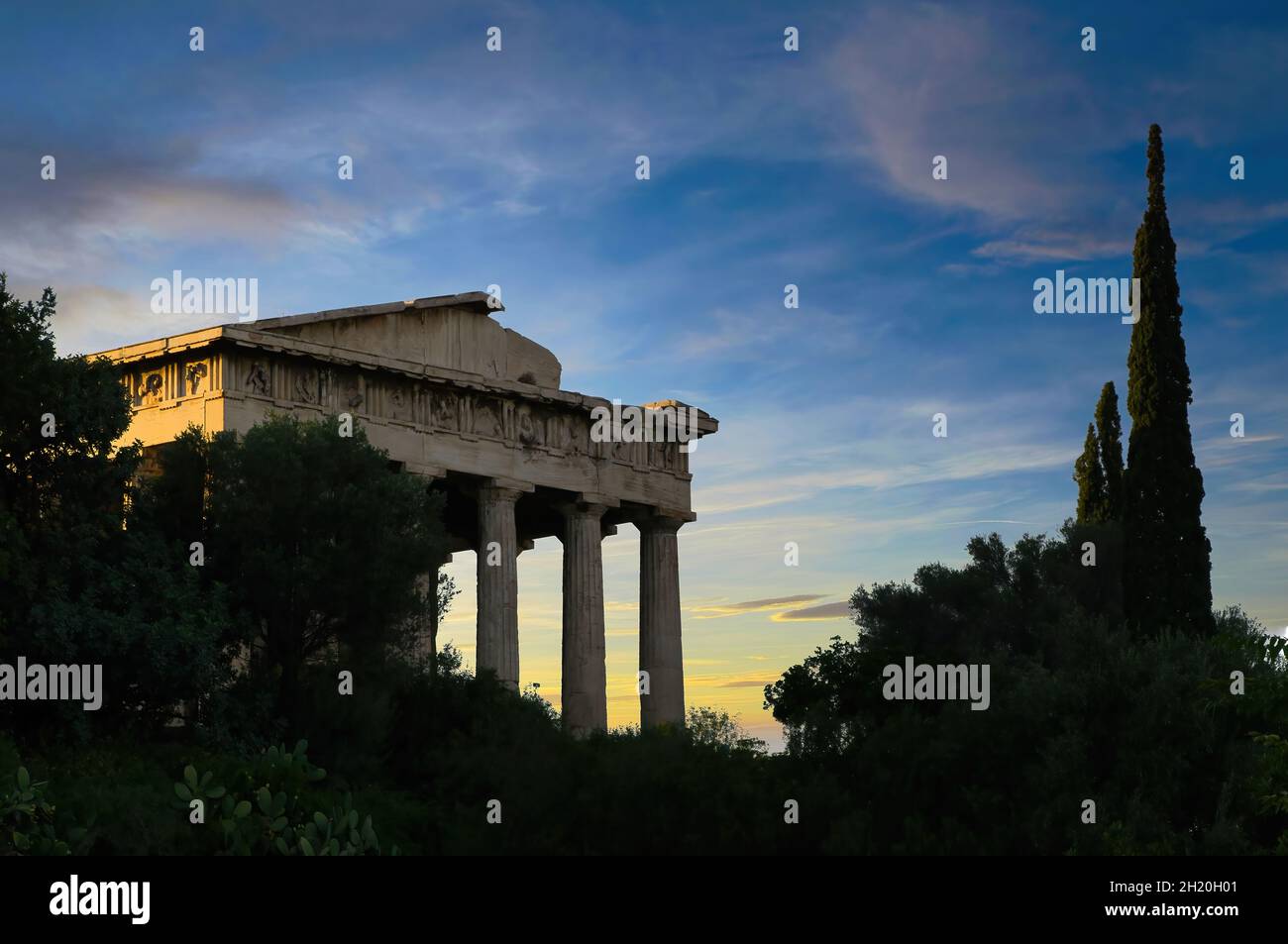Ancient Temple of Greece, below the Acropolis, Thiseion, Athens, Greece Stock Photo