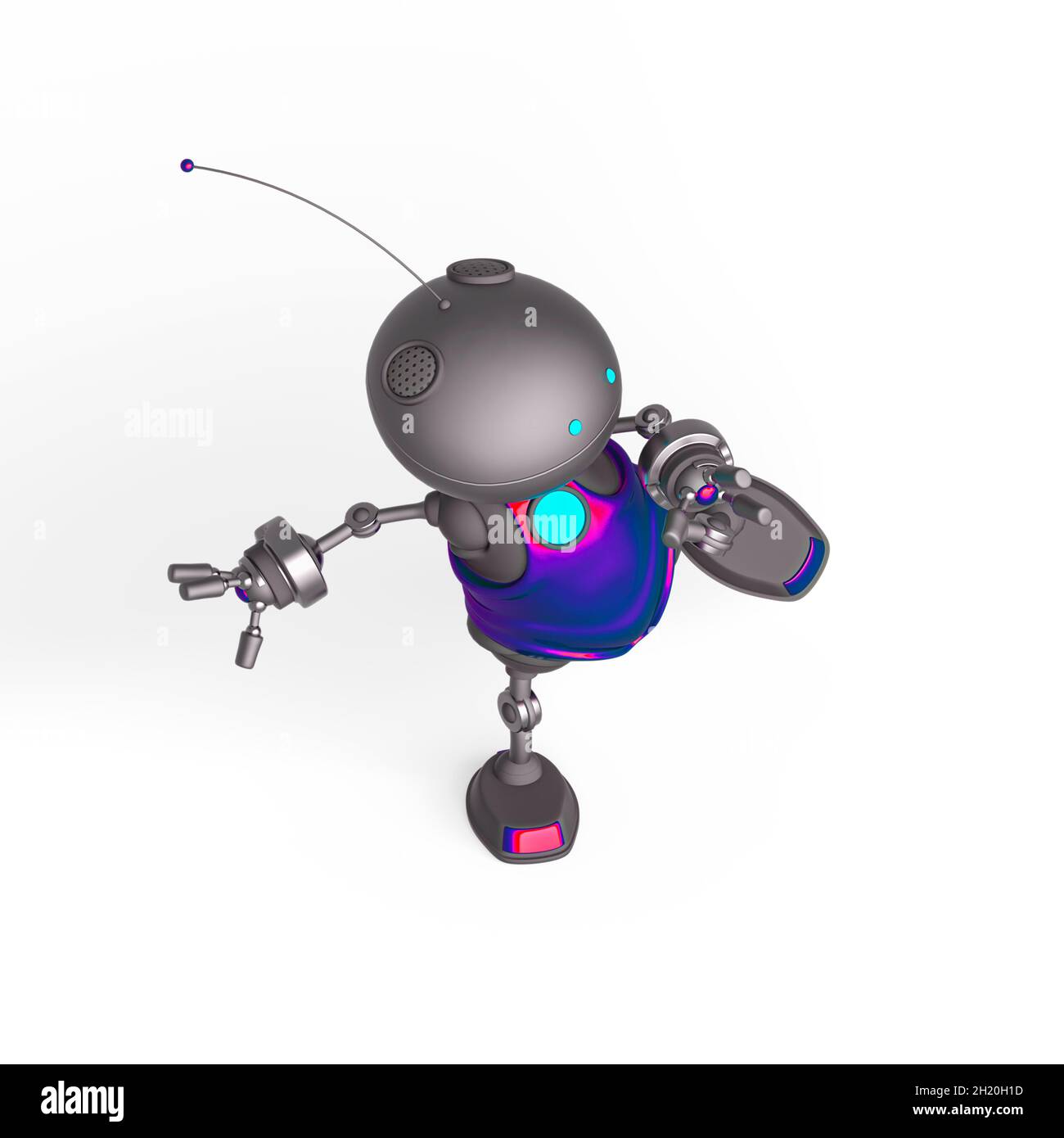 mini bot is doing some exercises in white background isometric view, 3d ...