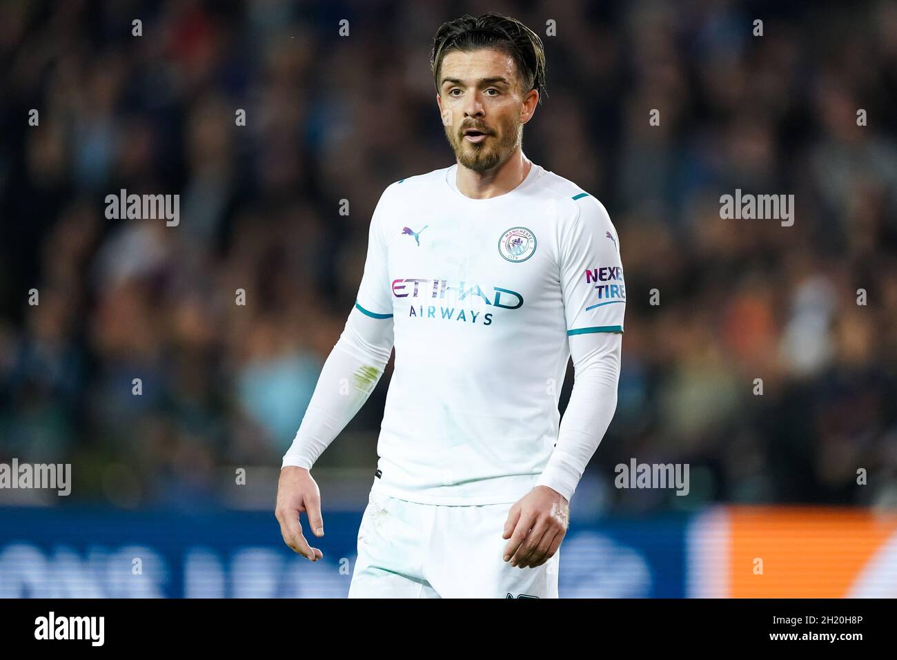 BRUGGE, BELGIUM - OCTOBER 19: Jack Grealish of Manchester City during the Group A - UEFA Champions League match between Club Brugge KV and Manchester City at Jan Breydelstadion on October 19, 2021 in Brugge, Belgium (Photo by Jeroen Meuwsen/Orange Pictures) Stock Photo