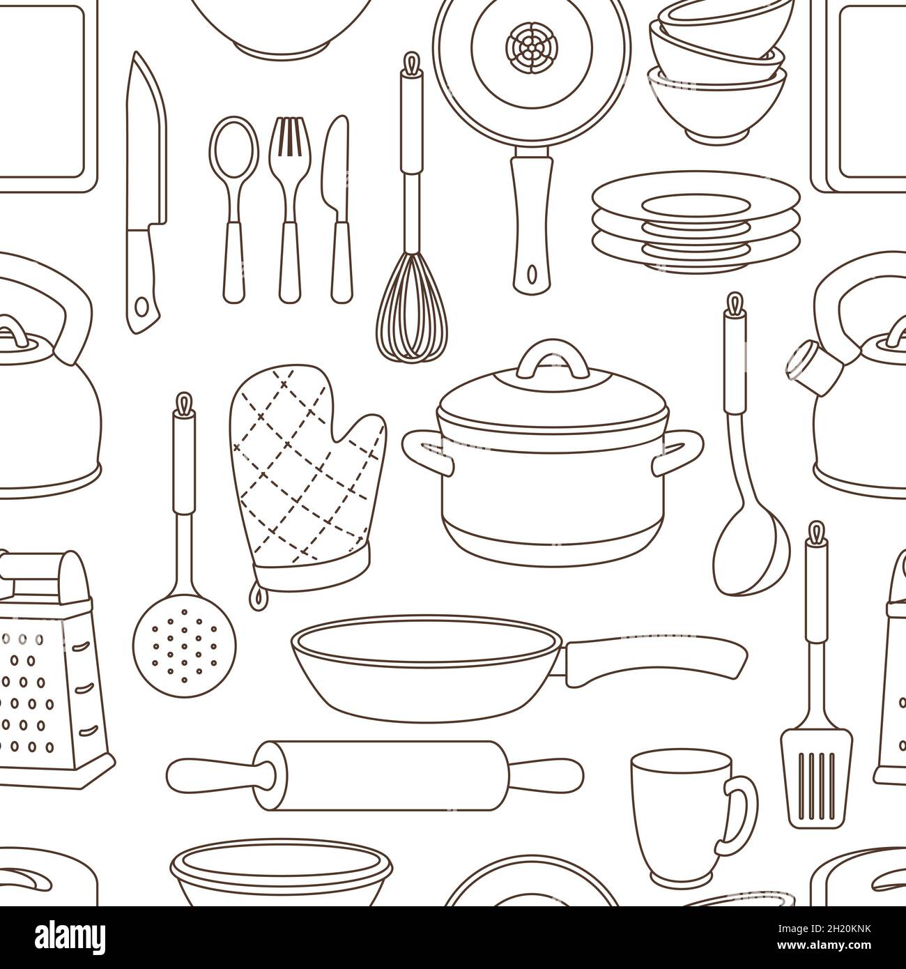Kitchen Utensils. Sketch Cooking Tools Stock Vector - Illustration