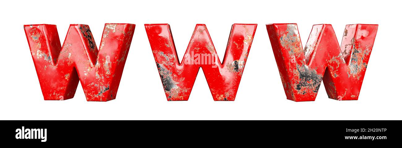 Letter W from Red scratched metallic letters alphabet collection set ...
