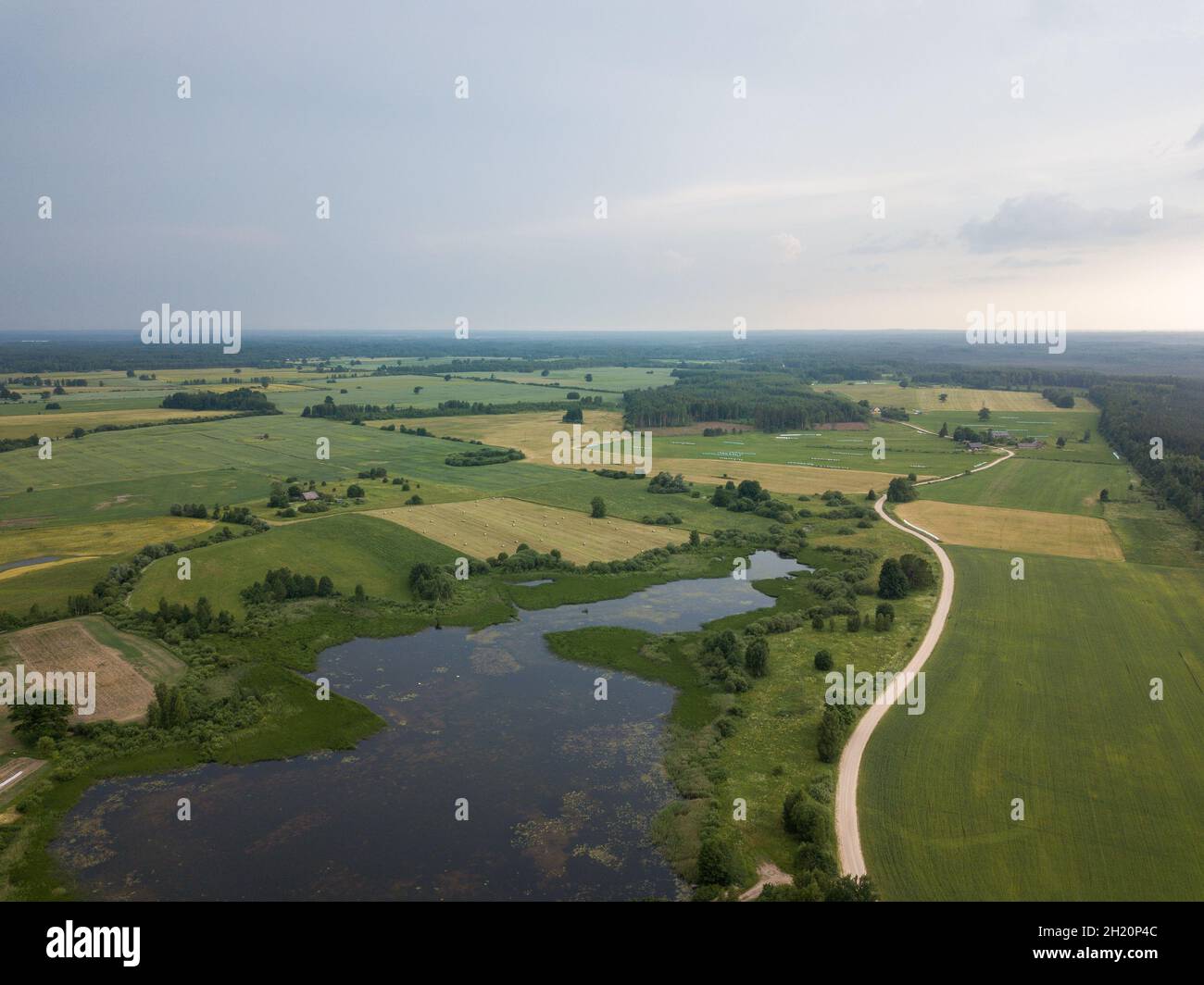 Contryside Rouds countryside roads in autumn colors with sunset light. drone image above ...