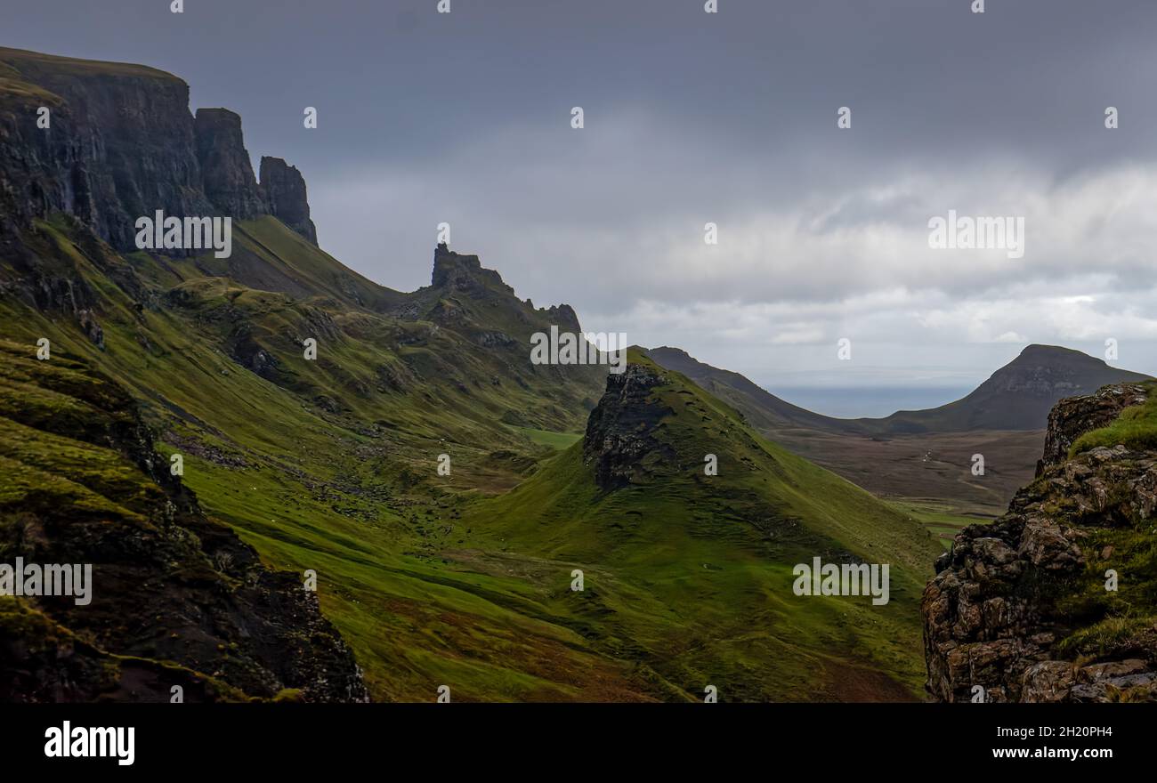 The Quiraing on The isle of Sky Stock Photo