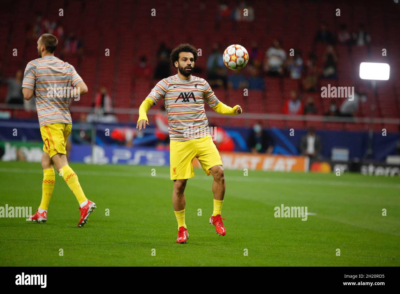 Madrid, Spain. 19th Oct, 2021. Mohamed Salah from Liverpool FC, during warming-up the UEFA Champions League Group stage agains Atletico de Madrid at the Wanda Metropolitano stadium. (Photo by: Ivan Abanades Medina Credit: CORDON PRESS/Alamy Live News Stock Photo