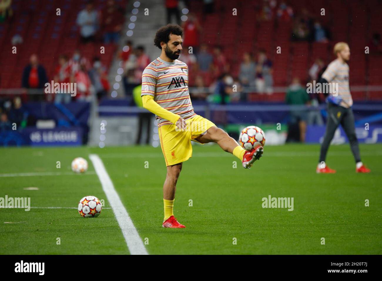 Madrid, Spain. 19th Oct, 2021. Mohamed Salah from Liverpool FC, during warming-up the UEFA Champions League Group stage agains Atletico de Madrid at the Wanda Metropolitano stadium. (Photo by: Ivan Abanades Medina Credit: CORDON PRESS/Alamy Live News Stock Photo