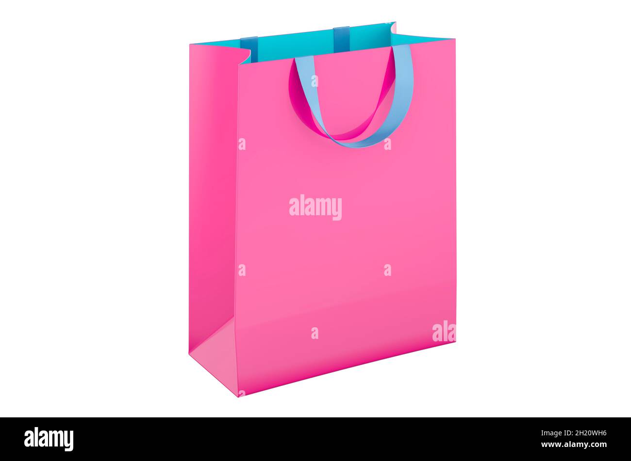 Purple shopping bag, 3D rendering isolated on white background Stock