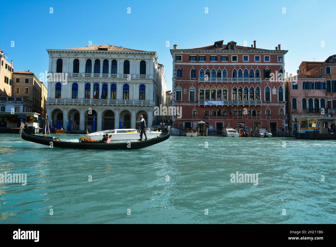 View of the beautiful Grand Canal in Venice. Stock Photo