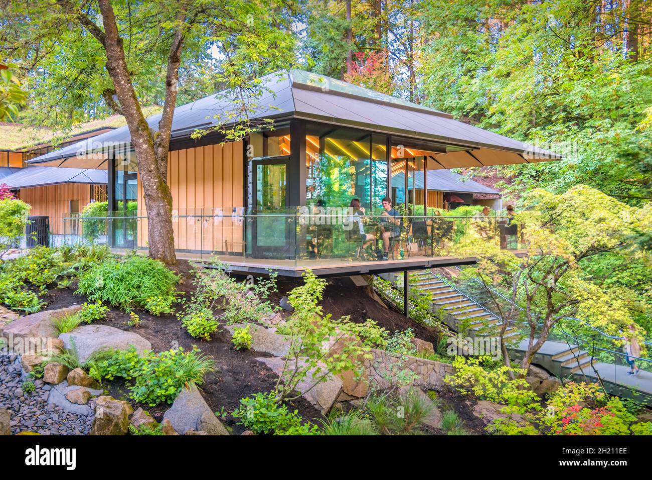 Umami Café inside the Portland Japanese Garden, Oregon USA Stock Photo