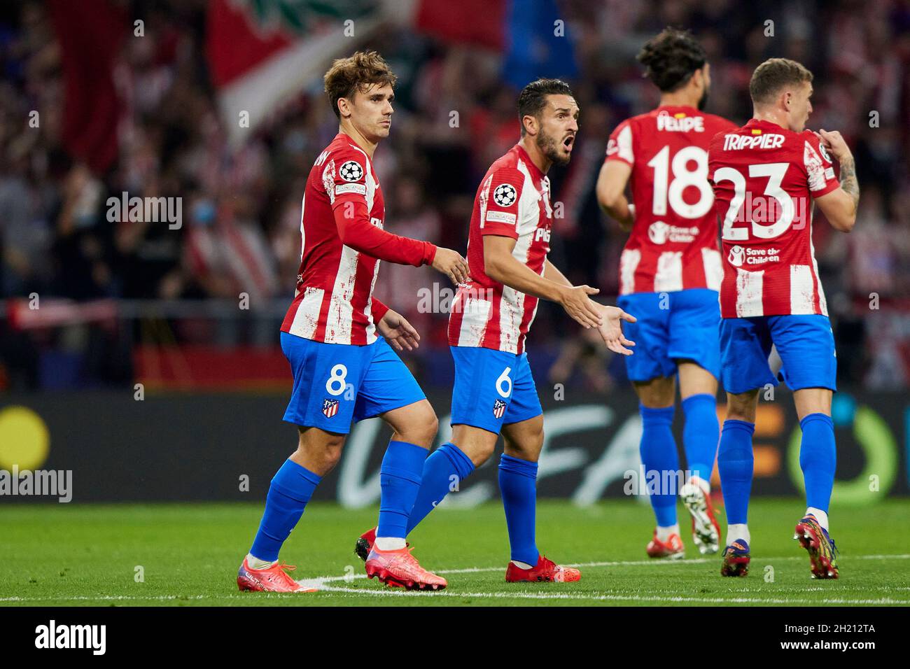 Antoine griezmann celebrating goal koke hi-res stock photography and