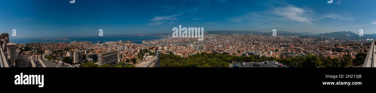 Panorama of Marseille from the Notre-Dame de la Garde, La Provence, France Stock Photo