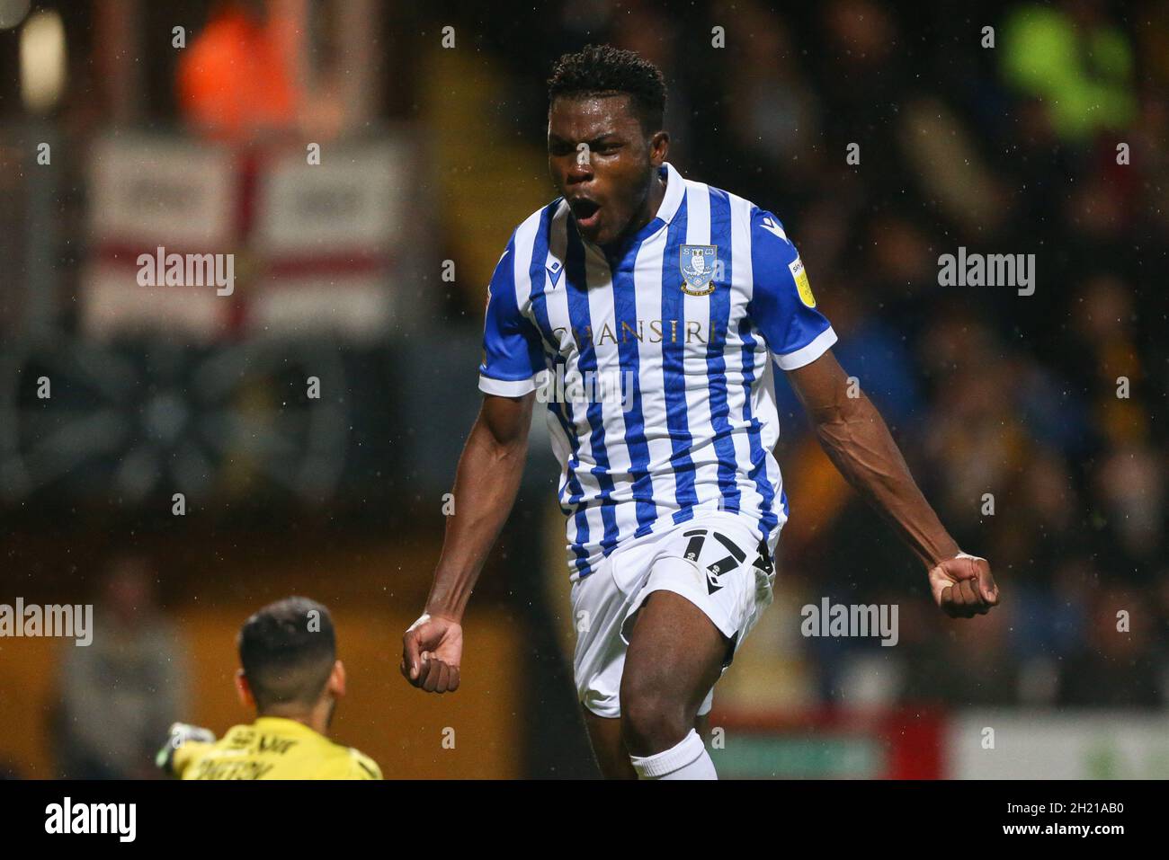 Fisayo Dele-Bashiru #17 of Sheffield Wednesday celebrates his goal to ...