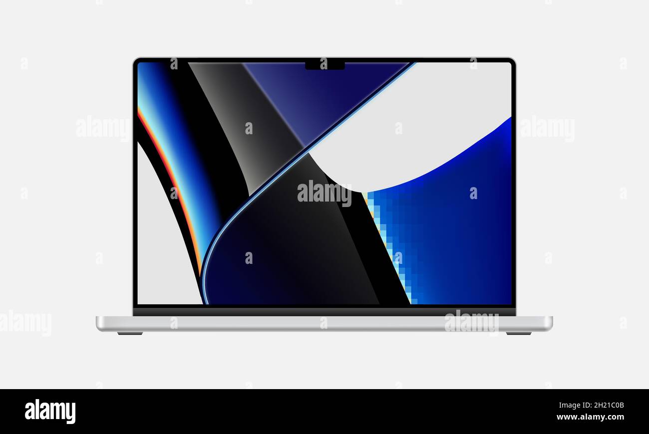 Vinnytsia, Ukraine - October 19, 2021 New Apple MacBook Pro 2021. Vector illustration Stock Vector