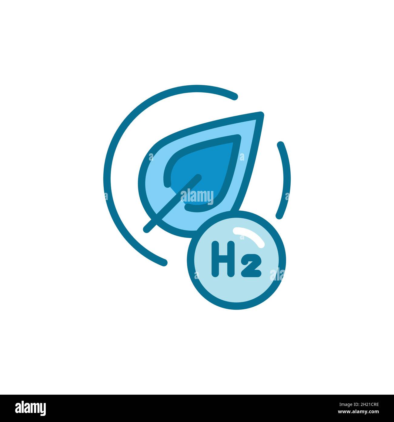 Green H2 Color Line Icon Hydrogen Energy Isolated Vector Element Outline Pictogram For Web 8041